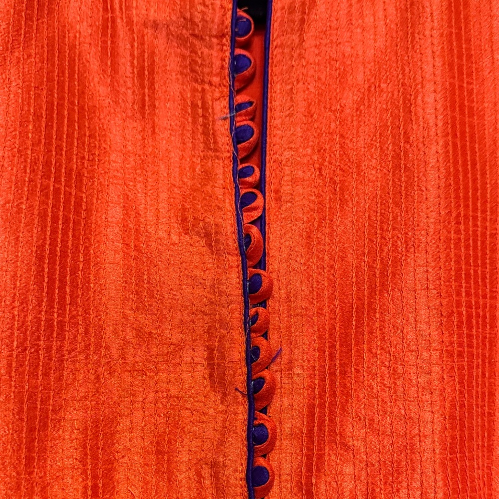Tejoo’s Pink and Orange Maxi Long Sleeve Collared Button up A-Line Dress Size L - Picture 6 of 16